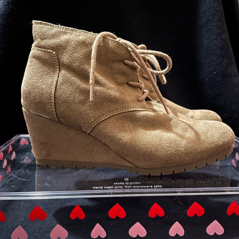 Brown high heel ankle booties